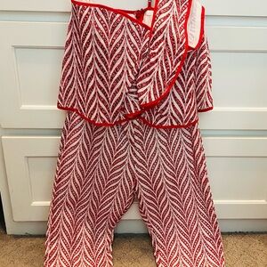 Lovers + Friends Red and White Patterned Jumpsuit